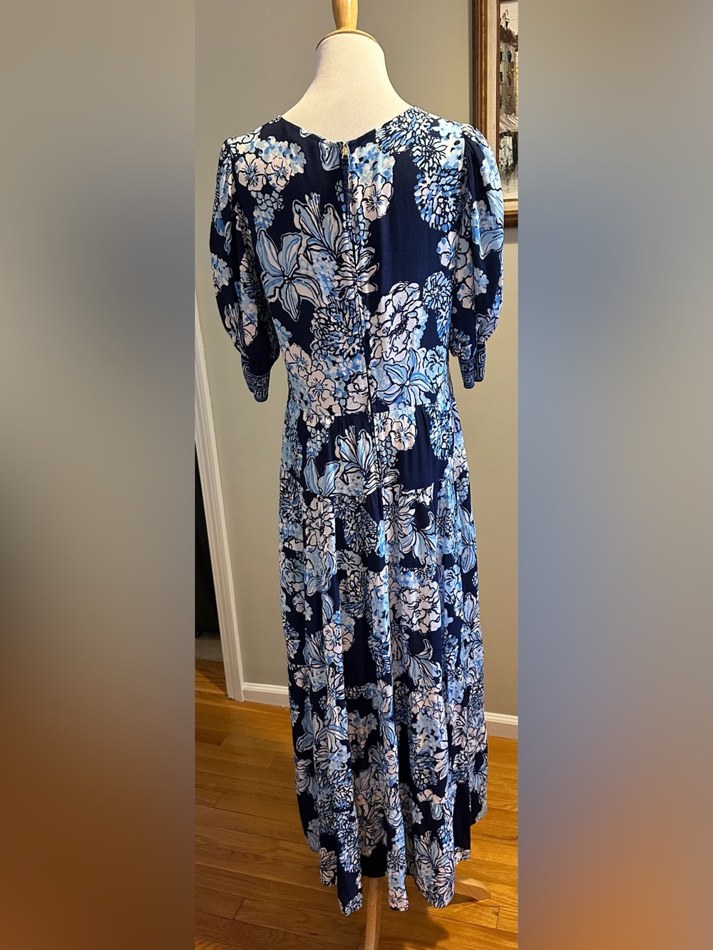 Lilly Pulitzer Ameilia Elbow Sleeve Dress Low Tide Navy Bouquet All Day EUC 8 - Picture 5 of 5